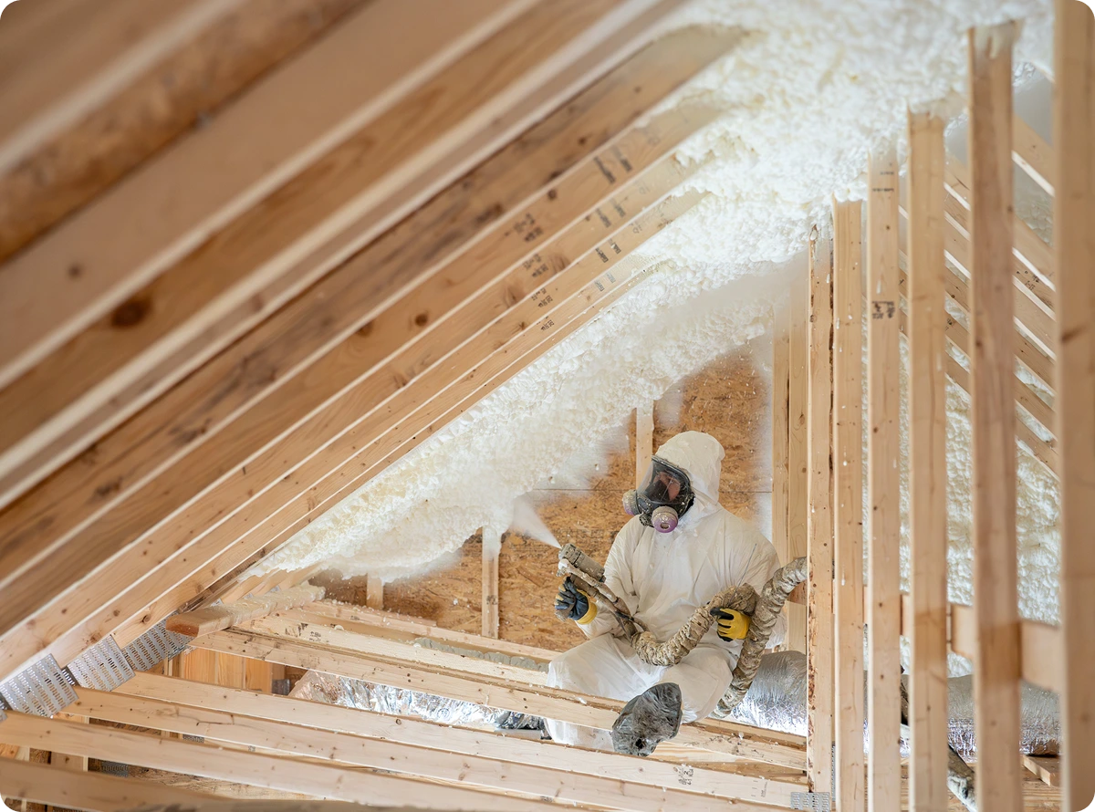 Protective gear worn during attic insulation